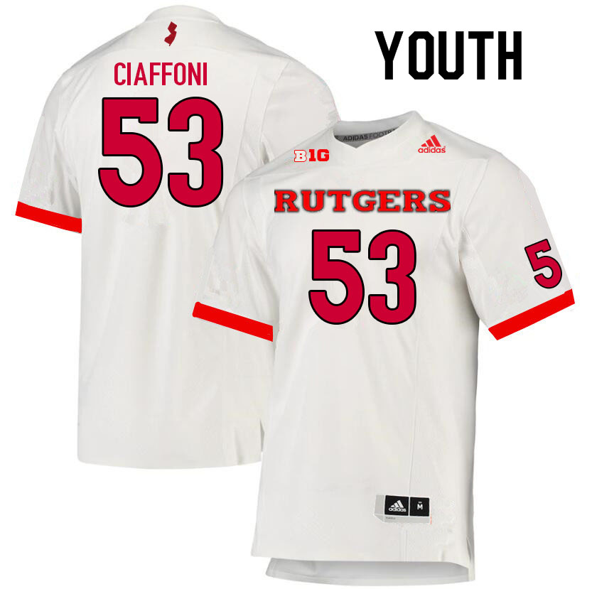 Youth #53 Mike Ciaffoni Rutgers Scarlet Knights College Football Jerseys Sale-White - Click Image to Close